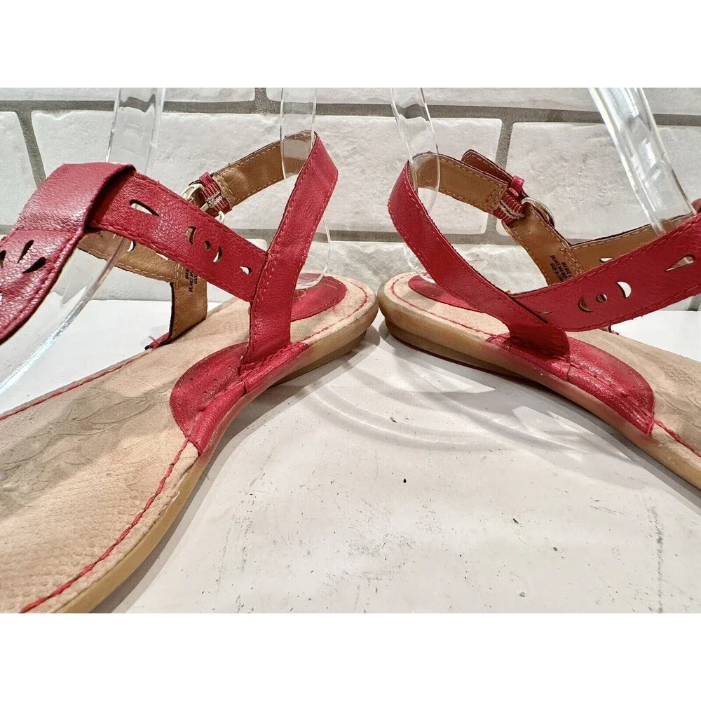 b.o.c. by Born Womens‎ Red Ankle Strap Sandals Sz US 9M